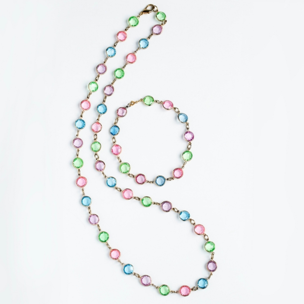 🌼 *Host Pick* Vintage (70s) multicoloured lucite necklace + adjustable bracelet